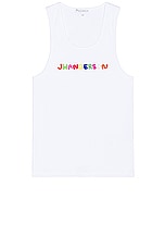 JW Anderson Logo Embroidery Tank in White, view 1, click to view large image.