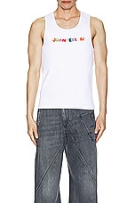 JW Anderson Logo Embroidery Tank in White, view 4, click to view large image.