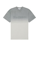 JW Anderson Logo Embroidery Gradient T-Shirt in Grey, view 1, click to view large image.