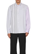 JW Anderson Multi Stripe Patchwork Shirt in Multi, view 4, click to view large image.