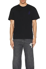 JW Anderson Anchor Embroidery Back Print T-Shirt in Black, view 4, click to view large image.