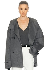 JW Anderson Oversized Peacoat in Charcoal Melange | FWRD