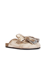 JW Anderson Tassel Mule Loafer in Beige & Brown, view 2, click to view large image.