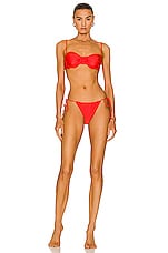 JADE SWIM Lana Bikini Bottom in Poppy Sheen, view 4, click to view large image.