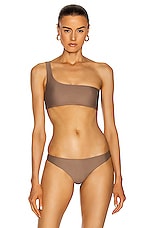 JADE SWIM Apex One Shoulder Bikini Top in Nude, view 1, click to view large image.