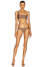 JADE SWIM Apex One Shoulder Bikini Top in Nude, view 4, click to view large image.