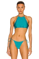 JADE SWIM Gia Bikini Top in Aqua Sheen, view 1, click to view large image.