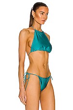 JADE SWIM Gia Bikini Top in Aqua Sheen, view 2, click to view large image.