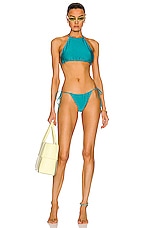JADE SWIM Gia Bikini Top in Aqua Sheen, view 4, click to view large image.