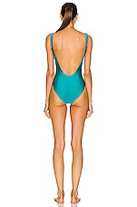 JADE SWIM Contour One Piece Swimsuit in Aqua Sheen, view 3, click to view large image.