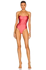 JADE SWIM Yara One Piece Swimsuit in Coral Sheen, view 1, click to view large image.