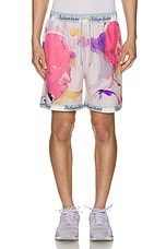 KidSuper Printed Shorts in White & Multi, view 3, click to view large image.