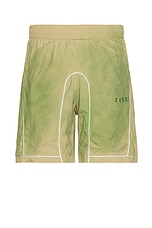 KidSuper Gradient Nylon Tech Shorts in Green, view 1, click to view large image.