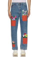 KidSuper Flower Pots Denim Jeans in Blue, view 4, click to view large image.