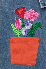 KidSuper Flower Pots Denim Jacket in Blue, view 3, click to view large image.