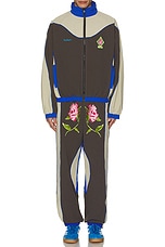 KidSuper Brooklyn Botanics Tracksuit Top in Brown & Blue, view 6, click to view large image.