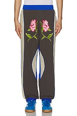 KidSuper Brooklyn Botanics Tracksuit Bottoms in Brown & Blue, view 5, click to view large image.