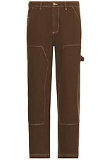 KidSuper Messy Stitched Work Pant in Brown, view 1, click to view large image.