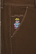 KidSuper Messy Stitched Work Pant in Brown, view 5, click to view large image.
