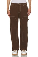 KidSuper Messy Stitched Work Pant in Brown, view 6, click to view large image.