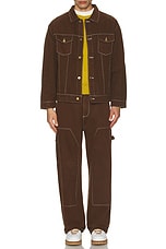 KidSuper Messy Stitched Work Pant in Brown, view 8, click to view large image.