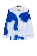 KidSuper Stripe Blurry Face Shirt in White, view 1, click to view large image.