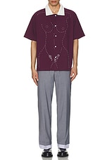 KidSuper Embroidered Figure Shirt in Wine, view 5, click to view large image.