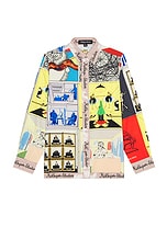 KidSuper Printed Satin Shirt in Multi, view 1, click to view large image.