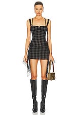 KNWLS Thrall Dress in Moto Check Black, view 1, click to view large image.