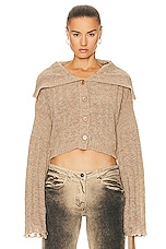 KNWLS Cosma Wool Rib Cardigan in Melange Beige, view 1, click to view large image.