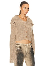 KNWLS Cosma Wool Rib Cardigan in Melange Beige, view 2, click to view large image.