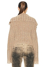 KNWLS Cosma Wool Rib Cardigan in Melange Beige, view 3, click to view large image.