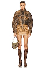 KNWLS Hellz Mini Skirt in Distressed Brown, view 4, click to view large image.