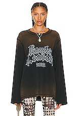 KNWLS Oversized Long Sleeve T Shirt in Darkwash, view 1, click to view large image.