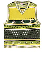 Kenzo Fairisle Vest in Green, view 1, click to view large image.