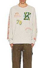 Kenzo Drawn Varsity Oversize Sweater in Pale Grey, view 4, click to view large image.