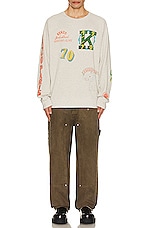 Kenzo Drawn Varsity Oversize Sweater in Pale Grey, view 5, click to view large image.