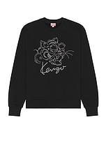 Kenzo Gots Star Tiger Emb Classic Sweatshirt in Black, view 1, click to view large image.