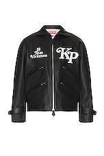 Kenzo By Verdy Leather Motorcycle Jacket in Black, view 1, click to view large image.