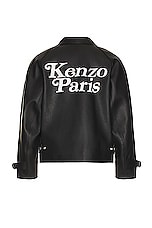 Kenzo By Verdy Leather Motorcycle Jacket in Black, view 2, click to view large image.