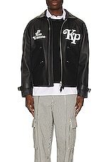 Kenzo By Verdy Leather Motorcycle Jacket in Black, view 3, click to view large image.