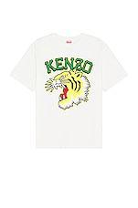 Kenzo Tiger Varsity Oversize T-shirt in Off White, view 1, click to view large image.