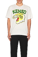 Kenzo Tiger Varsity Oversize T-shirt in Off White, view 4, click to view large image.