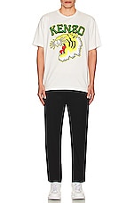 Kenzo Tiger Varsity Oversize T-shirt in Off White, view 5, click to view large image.