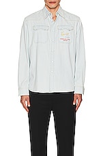 Kenzo Signature Western Shirt in Stone Bleach Denim, view 4, click to view large image.
