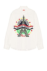 Kenzo Drawn Varsity Tie Shirt in White, view 1, click to view large image.