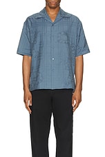 Kenzo Bamboo Tiger Hawaiian Short Sleeve Shirt in Blue, view 4, click to view large image.