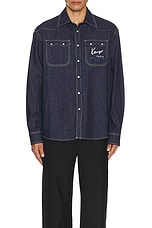 Kenzo Western Shirt Kenzo Creations in Rinse Blue Denim, view 4, click to view large image.