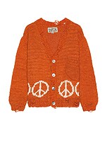 【aqua】KARTIK RESEARCH ハンドメイドカーディガン Kartik Research PEACE カーディガン - Orange & White | FWRD