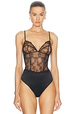 Kiki de Montparnasse La Rose Bodysuit in Black, view 2, click to view large image.